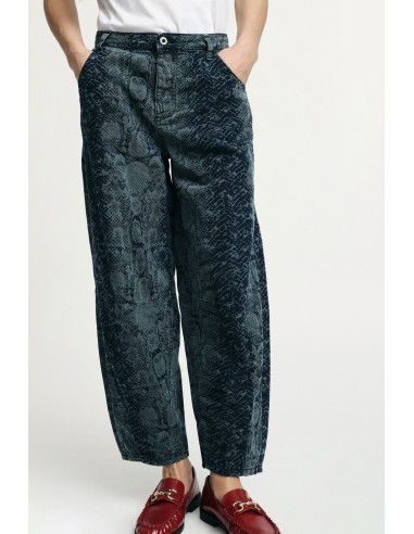 Balloon Jeans Taille haute à motifs de serpents Please