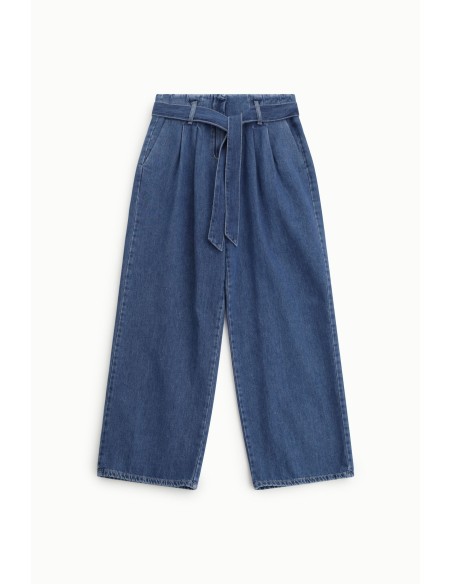 Paperbagjeans met hoge taille en bijpassende riem, alstublieft