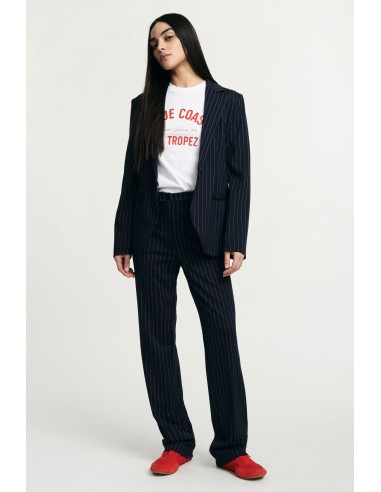 Pantalon tailleur rayé à taille mi-haute s'il vous plaît