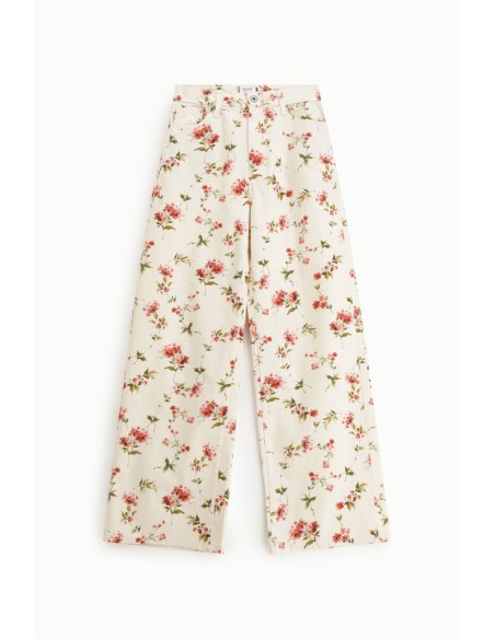 Pantalon palazzo à imprimé floral taille haute, s’il vous plaît