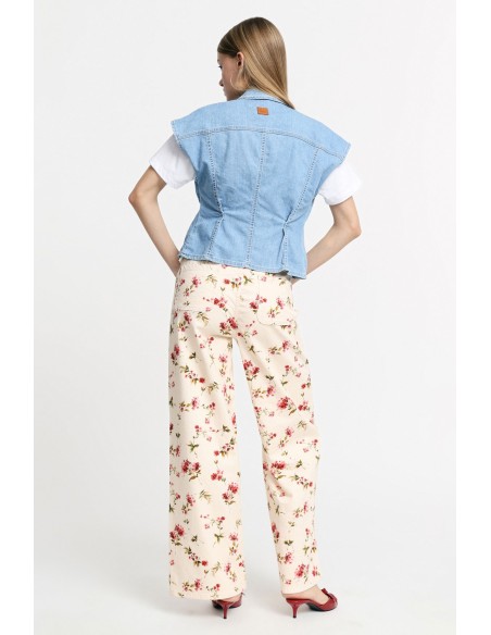 Pantalon palazzo à imprimé floral taille haute, s’il vous plaît