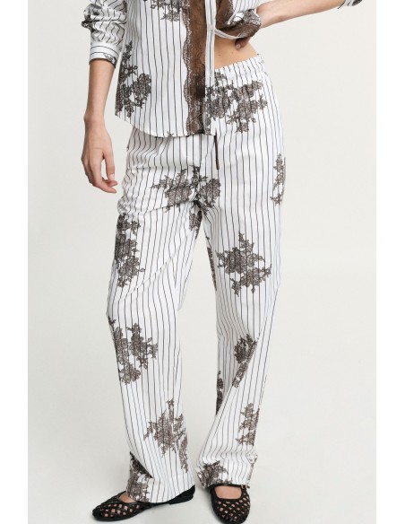 Pantalon palazzo fantaisie à rayures avec cordon de serrage, s’il vous plaît