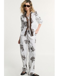 Pantalon palazzo fantaisie à rayures avec cordon de serrage, s’il vous plaît