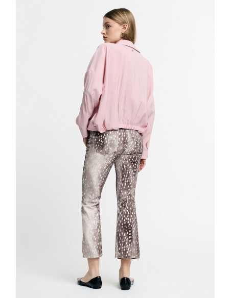 Cropped broek met luipaardprint, rechte pasvorm alstublieft