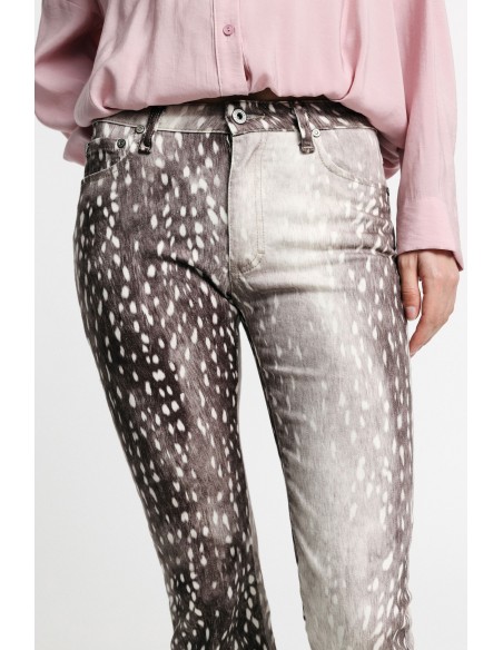 Pantalon cropped à imprimé léopard, coupe droite s’il vous plaît