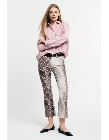 Cropped broek met luipaardprint, rechte pasvorm alstublieft