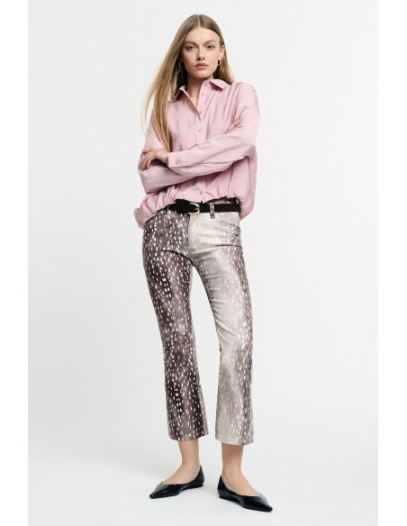Pantalon cropped à imprimé léopard, coupe droite s’il vous plaît