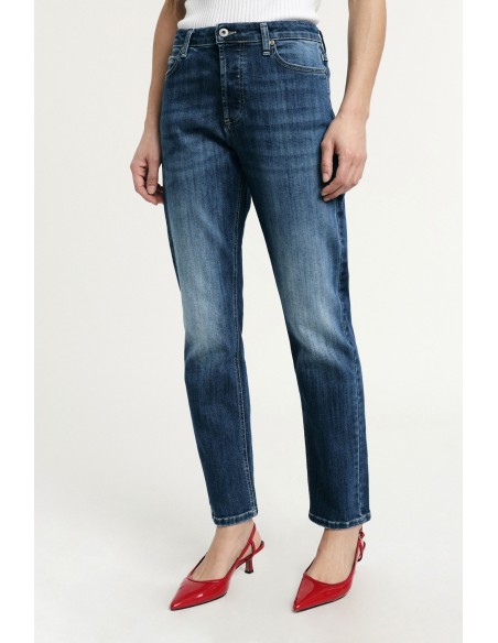 Jeans à jambe droite Taille haute Effet délavé Please