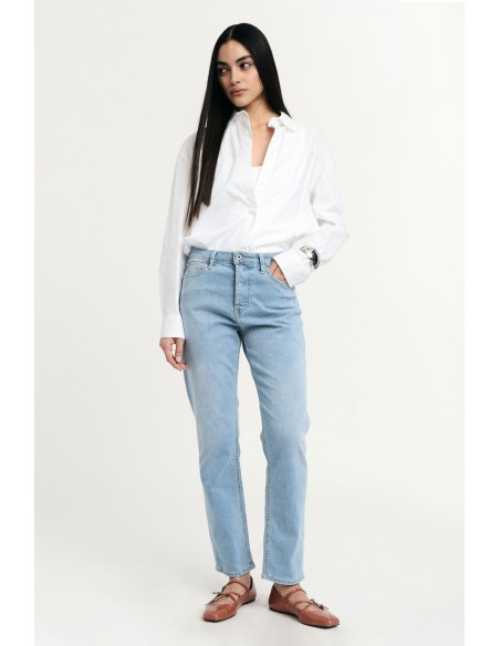 Jeans met rechte pijpen, middelhoge taille, klassiek detail Please
