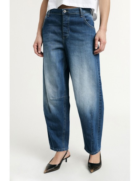 Balloon-fitjeans met hoge taille en plooien Please