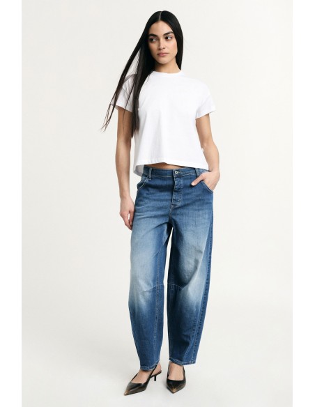 Balloon-fitjeans met hoge taille en plooien Please