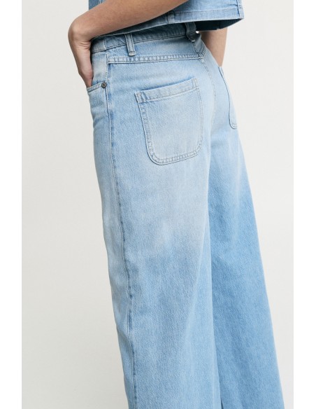 Jean large à taille haute avec poches Please