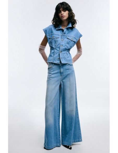 Jean large à taille haute avec poches Please