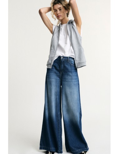 Jean wide leg taille haute effet délavé, s’il vous plaît