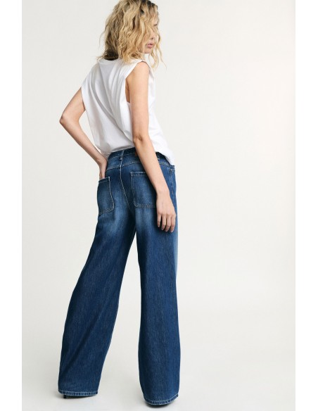 Jean large à taille haute avec poches plaquées, s’il vous plaît