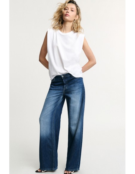 Jean large à taille haute avec poches plaquées, s’il vous plaît