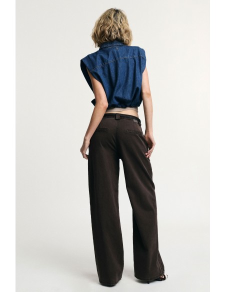 Pantalon palazzo taille basse à jambes largesVeuillez
