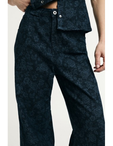 Jeans met wijde pijpen, bloemenprint en hoge taille, alstublieft