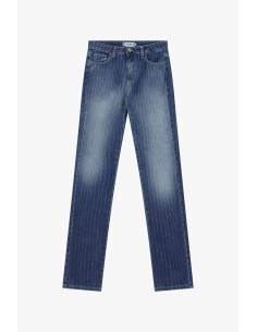 Jean droit à rayures avec taille mi-haute Please 2