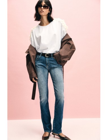 Gestreepte straight-leg jeans met een middelhoge taille, alstublieft