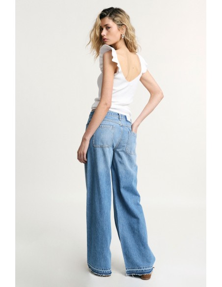 Jean wide leg à ourlet effiloché Please