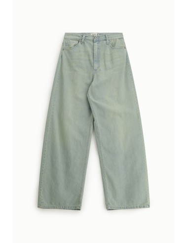 High-waisted wide-leg jeans met washed-effect Please