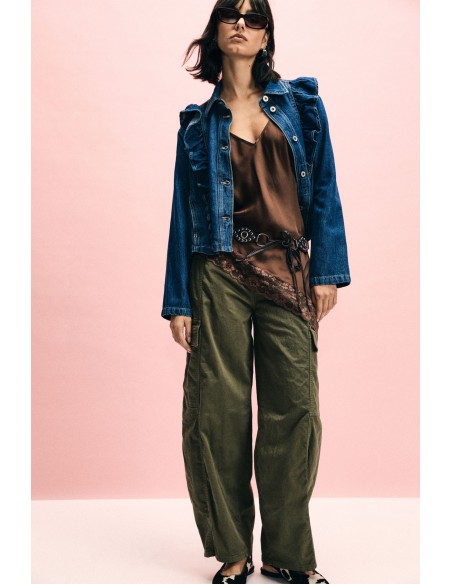 Pantalon palazzo cargo à poches taille haute Please