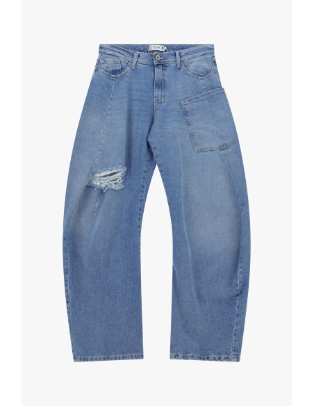 Jean wide leg déchiré avec poche plaquée, s'il vous plaît