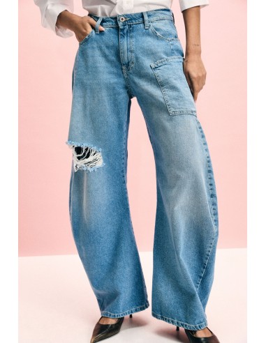 Jean wide leg déchiré avec poche plaquée, s'il vous plaît