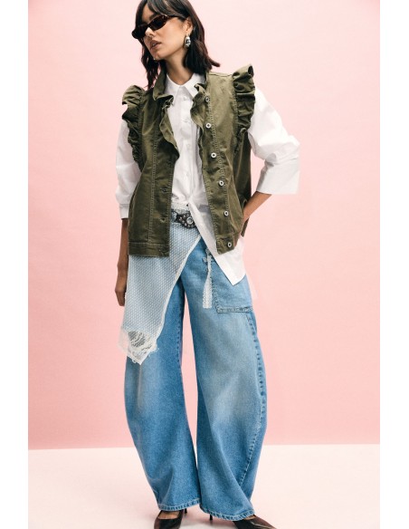 Jean wide leg déchiré avec poche plaquée, s'il vous plaît
