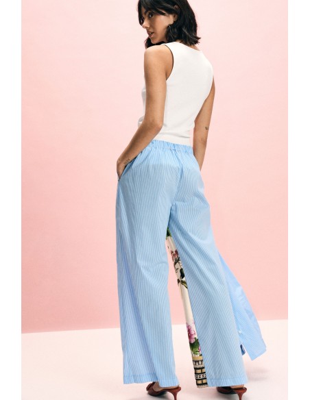 Pantalon palazzo à imprimé floral et rayures, s’il vous plaît