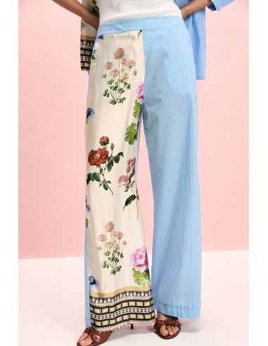 Palazzo-broek met bloemen- en strepenprint aub