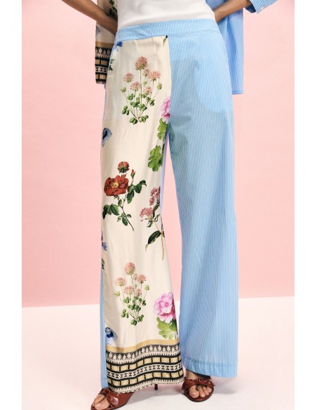 Pantalon palazzo à imprimé floral et rayures, s’il vous plaît