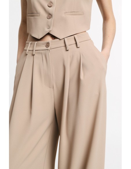 Pantalon palazzo taille haute à pinces Please