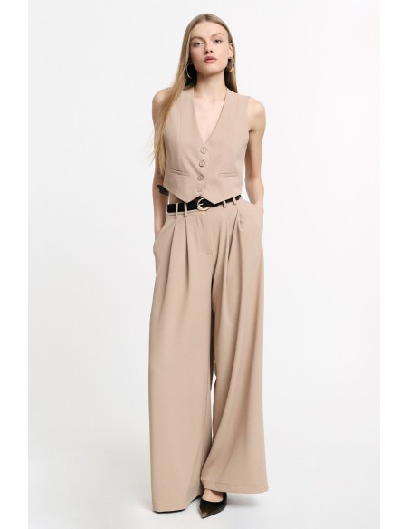 High-waisted palazzo broek met plooien aub