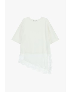Top asymétrique avec bordure en dentelle contrastée Please 2