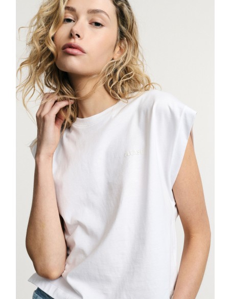 Mouwloze cropped top met ronde hals Please