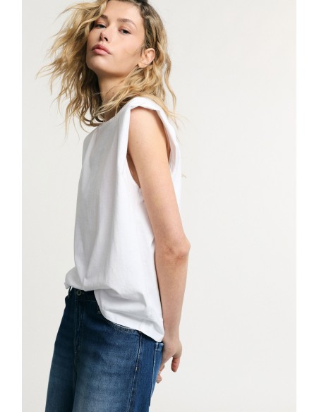 Tops sans manches Structured Shoulders Crew Neck Please