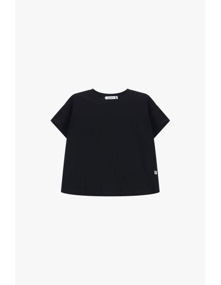 Cropped T-shirt met regular fit, ronde hals en effen kleur, alstublieft