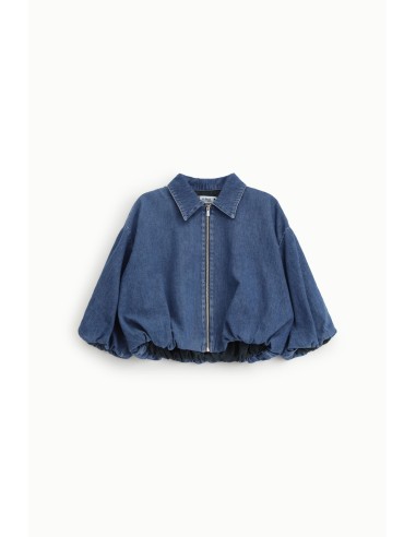 Veste en jean courte avec fermeture éclair et manches ballon Please