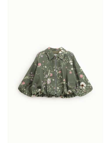 Korte bomber met rits en bloemenprint, alstublieft