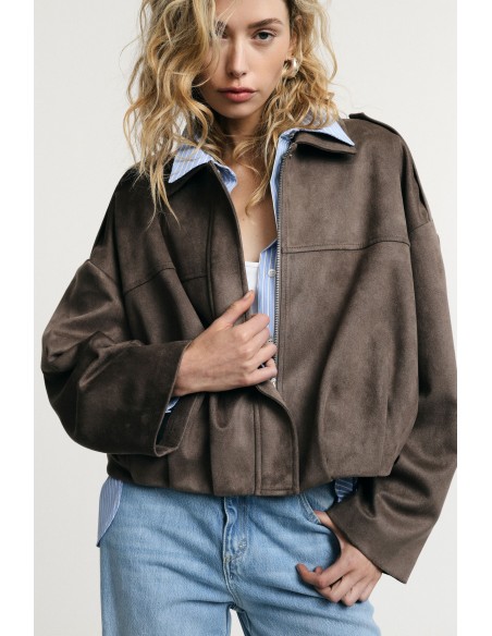 Veste bombardier courte avec fermeture éclair et épaules structurées Please