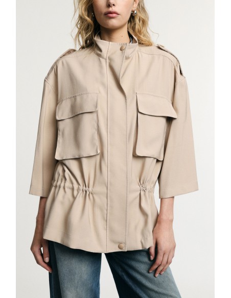 Parka Short Front Pockets Wide Sleeves Please