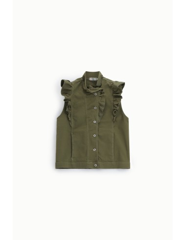 Gilet sans manches à volants sur le devant Please