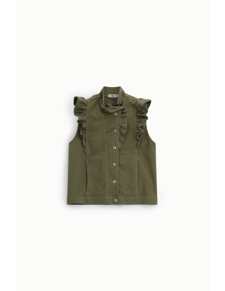 Gilet sans manches à volants sur le devant Please