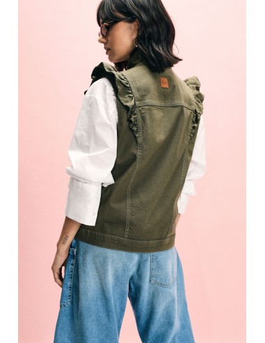 Gilet sans manches à volants sur le devant Please
