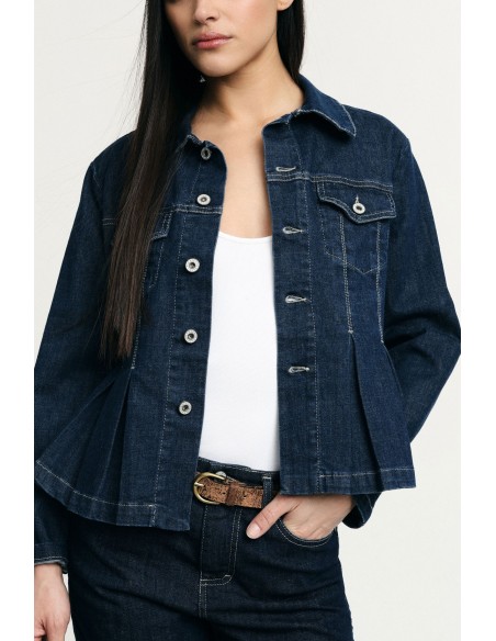Veste en jean avec plis et boutons sur le devant Please