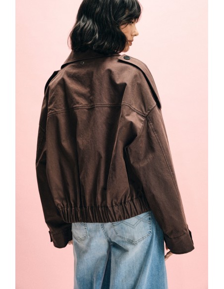 Parka courte à double boutonnage avec ceinture Please