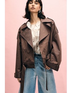Parka courte à double boutonnage avec ceinture Please