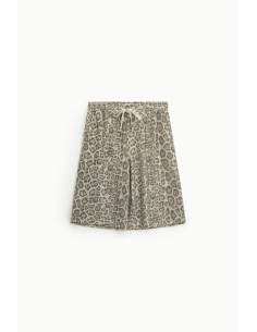 Bermudashort met dierenprint en trekkoord Please 2